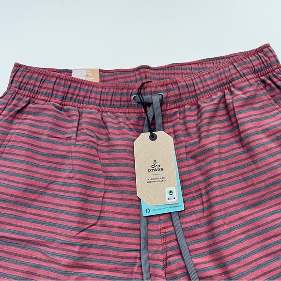 PrAna Men's XL Pull On Metric E-Waist Board 8" Stretch Shorts Rust Stripe NWT - Picture 7 of 15